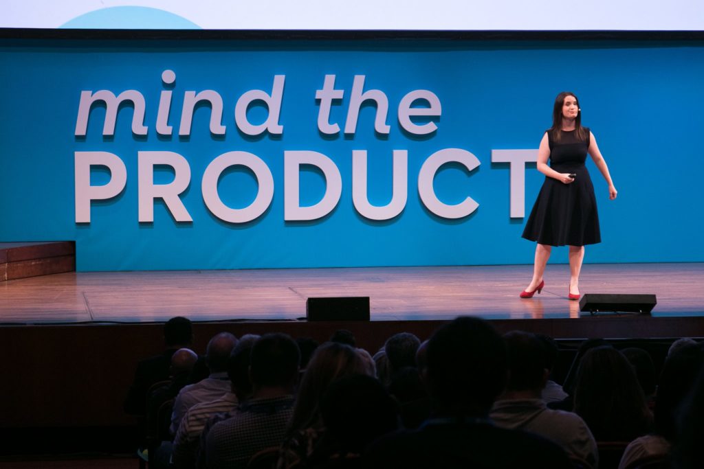 Janna Bastow presenting at Mind The Product, San Francisco 2017