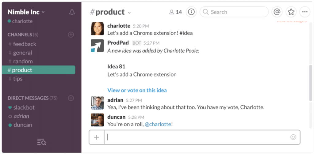 Slack ProdPad integration