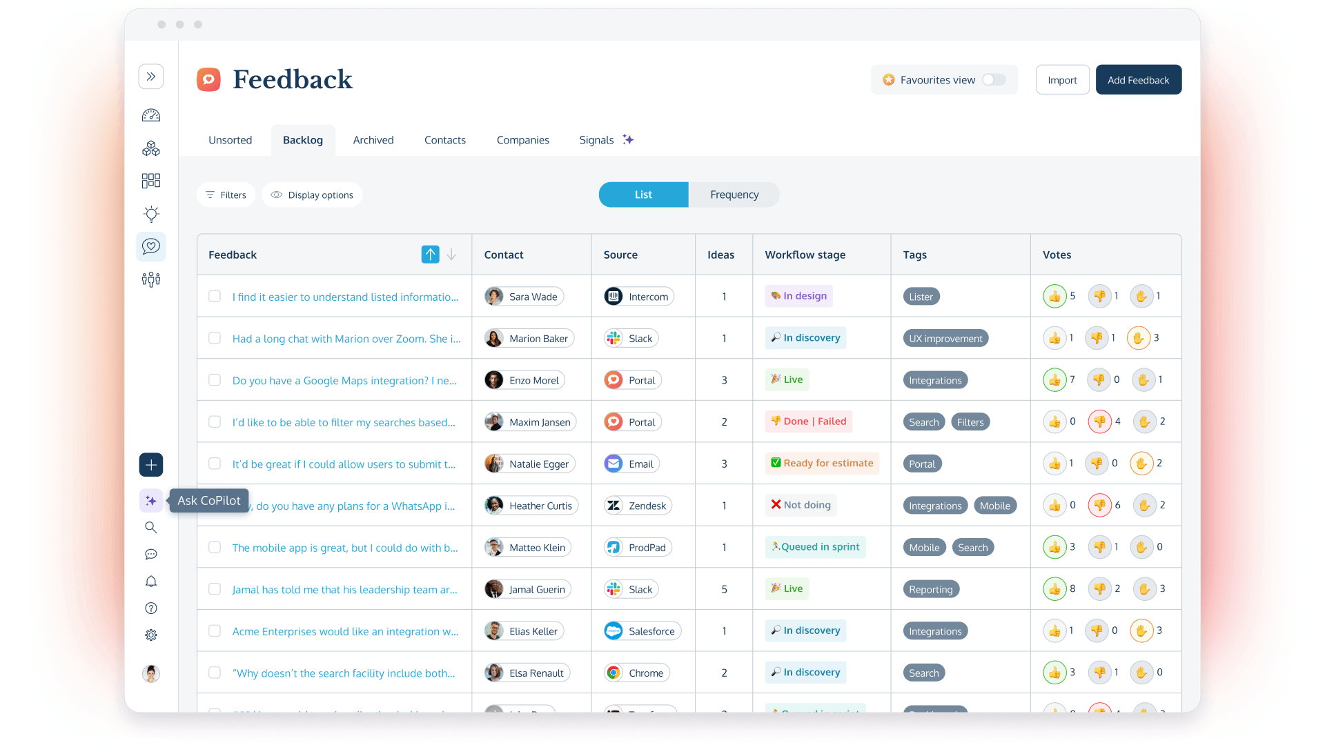 Customer Feedback management in ProdPad product management software