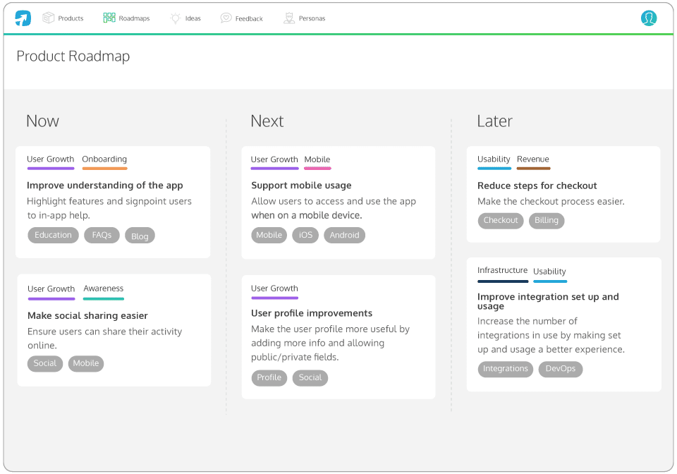 Image: ProdPad's product roadmap