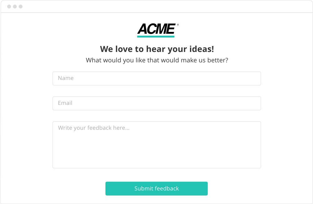 Branded customer feedback portal