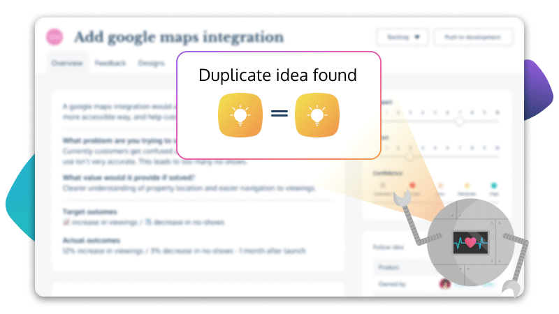 an AI for product managers tool that does similarity matching in ProdPad