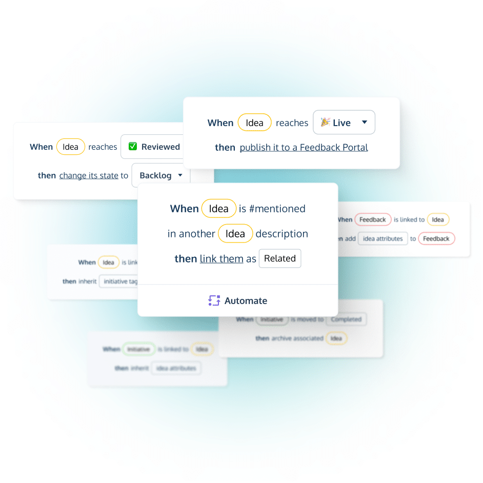 Automations in ProdPad product management software to help Product Managers automate admin