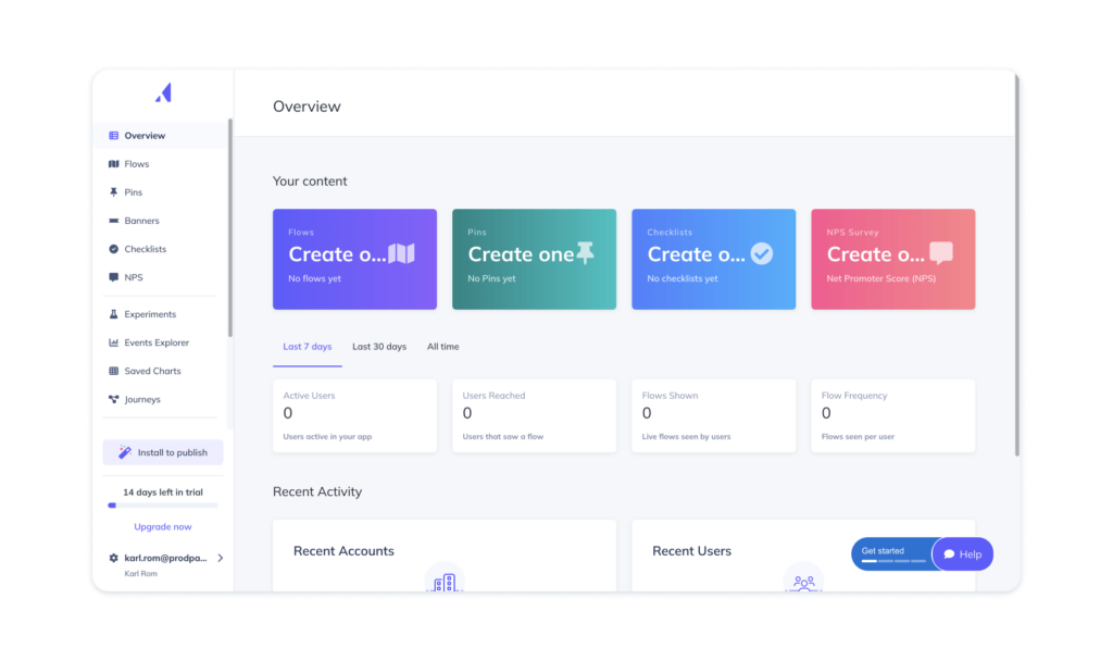 Appcues onboarding software interface