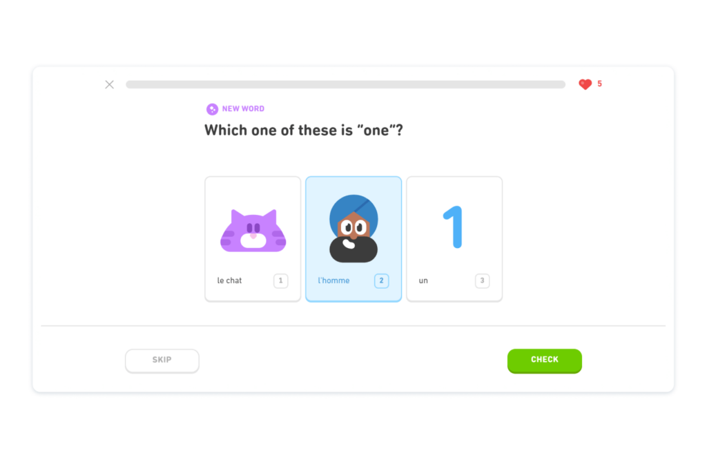 Screenshot of how Duolingo improves user activation