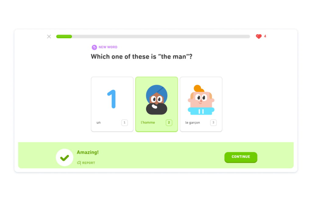 Screenshot of how Duolingo improves User Activation