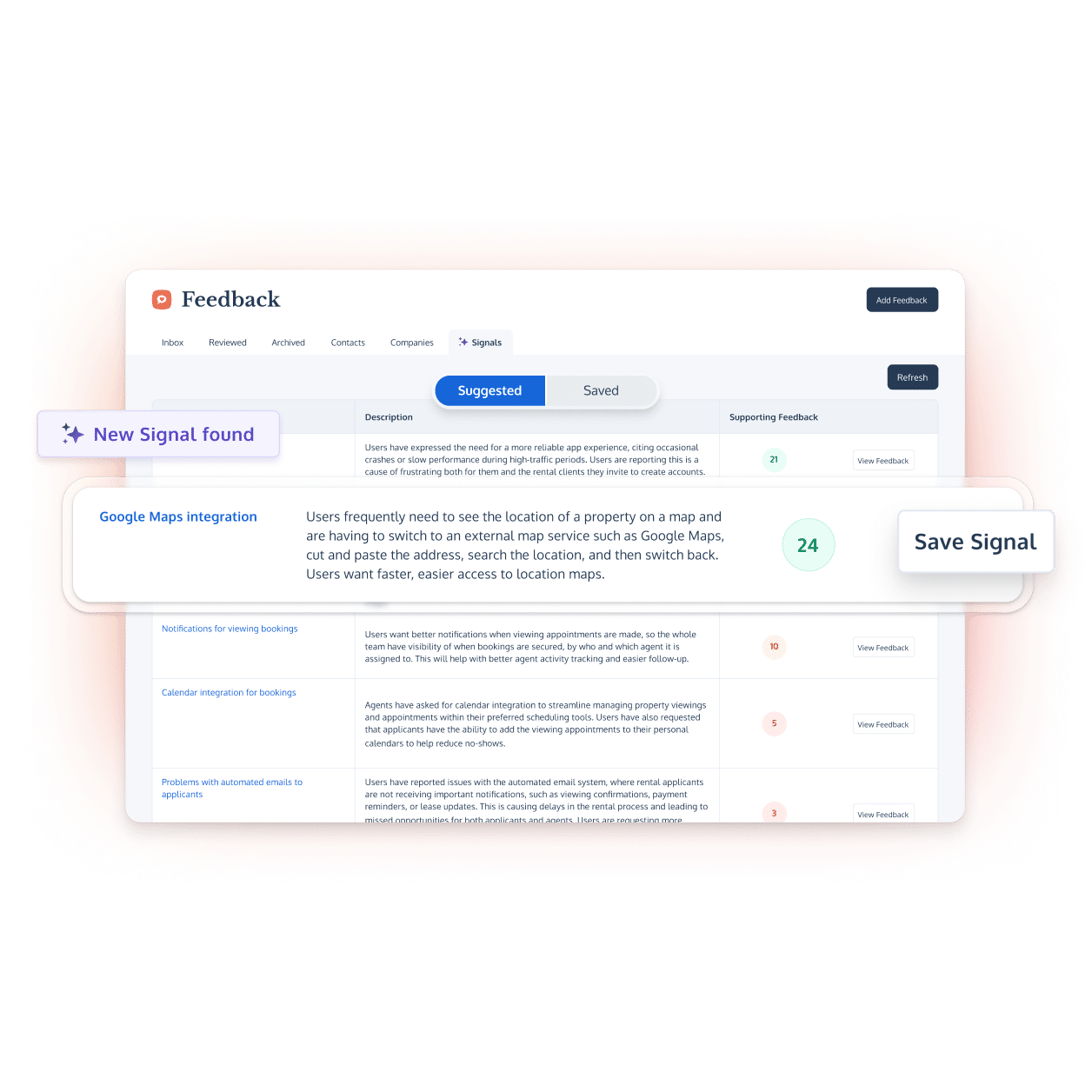 ProdPad's Signal tool for automatic feedback analysis