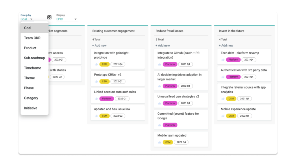 A shot of Dragonboat one of the best product roadmap tools in 2024