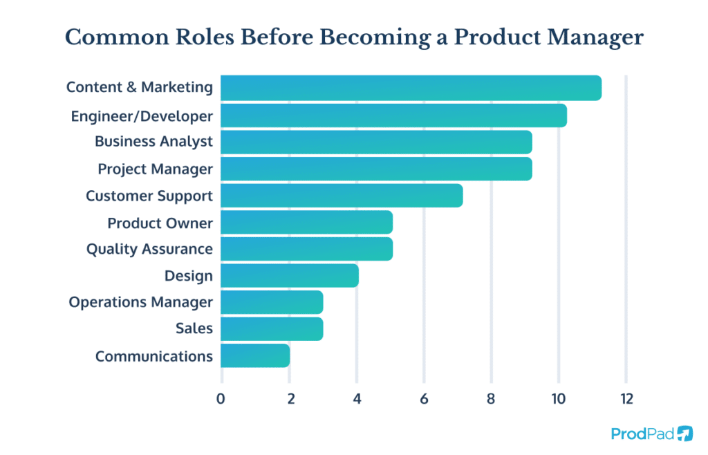 Roles people had before starting their Product Manager career path