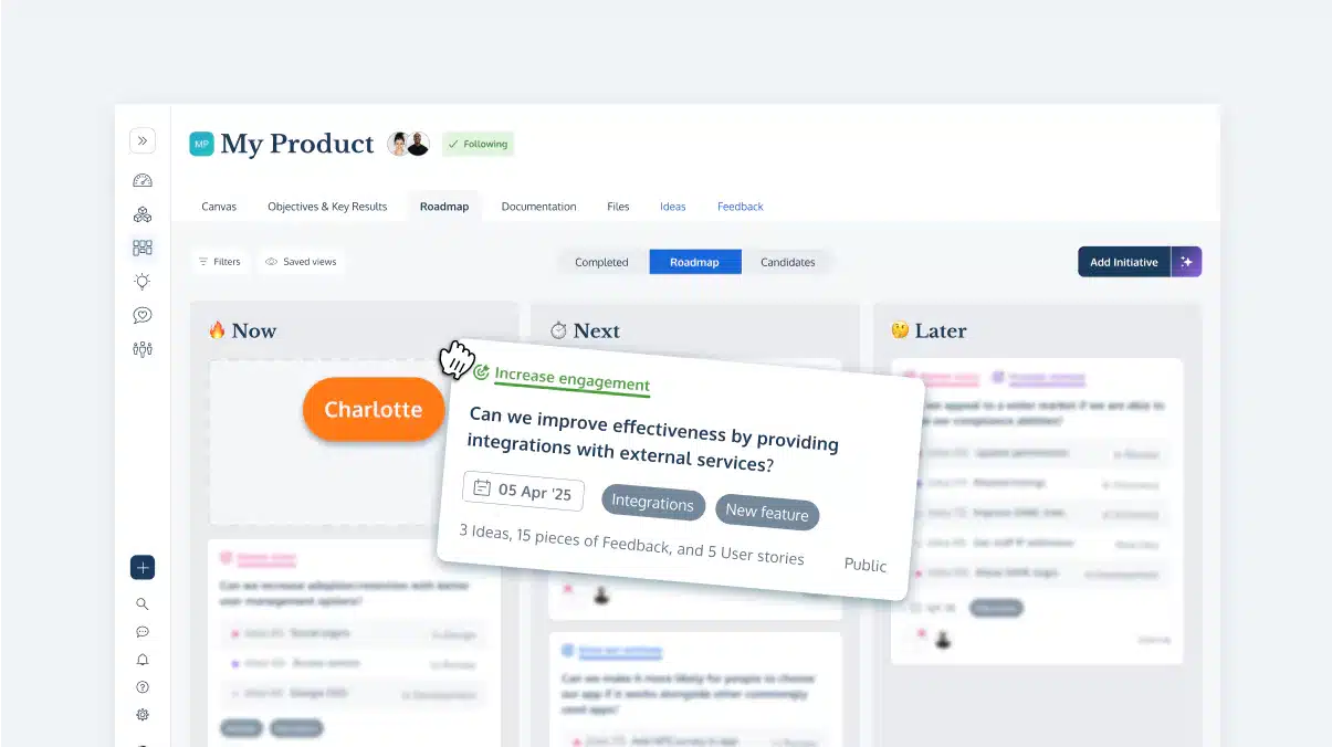 Roadmapping tool in ProdPad product management platform