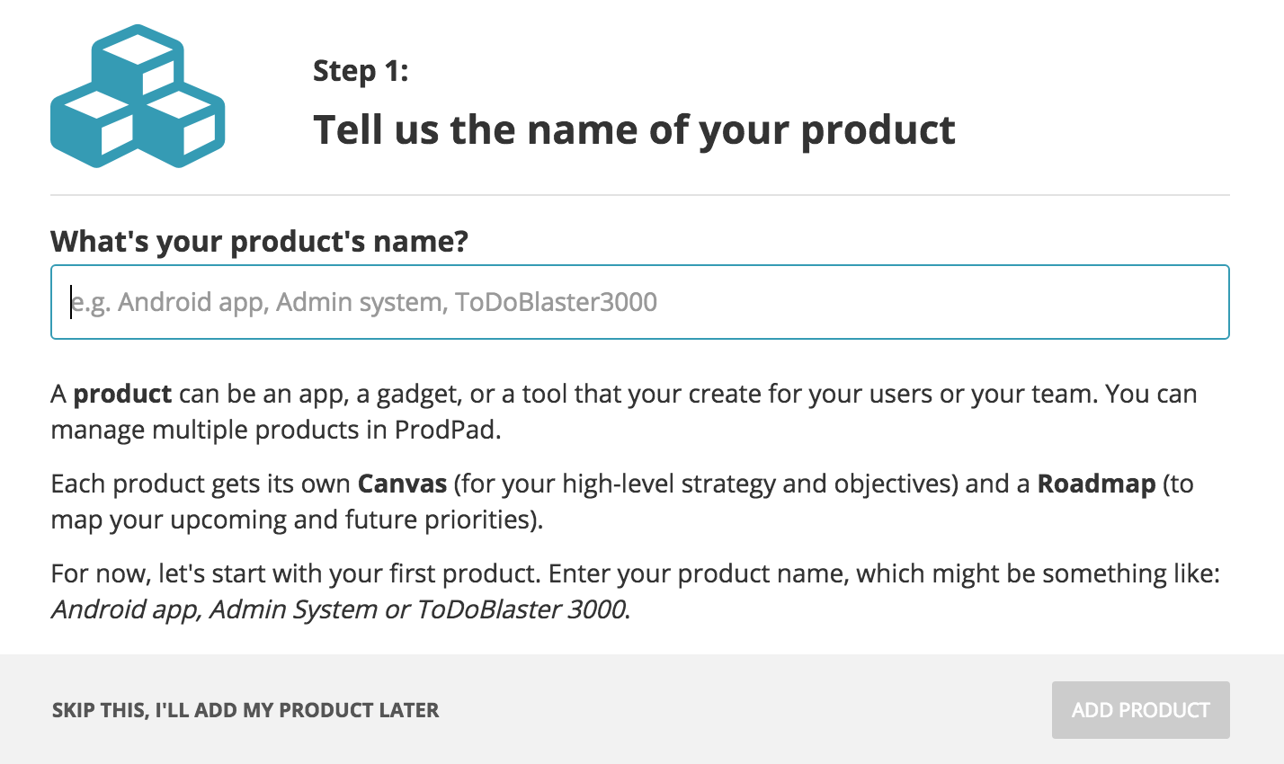 User onboarding - product name